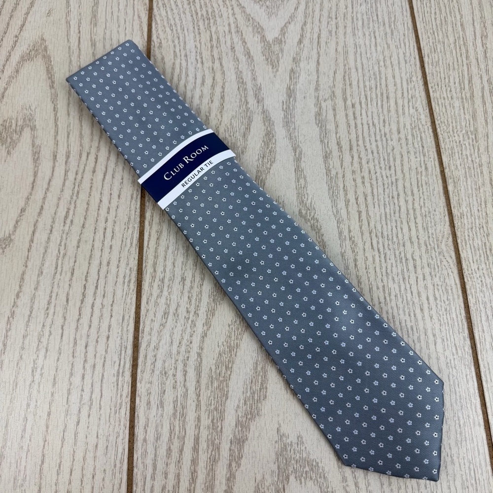795 Club Room Men's Tie Dooley Floral 40 Silver (Grey) $55 Polyester